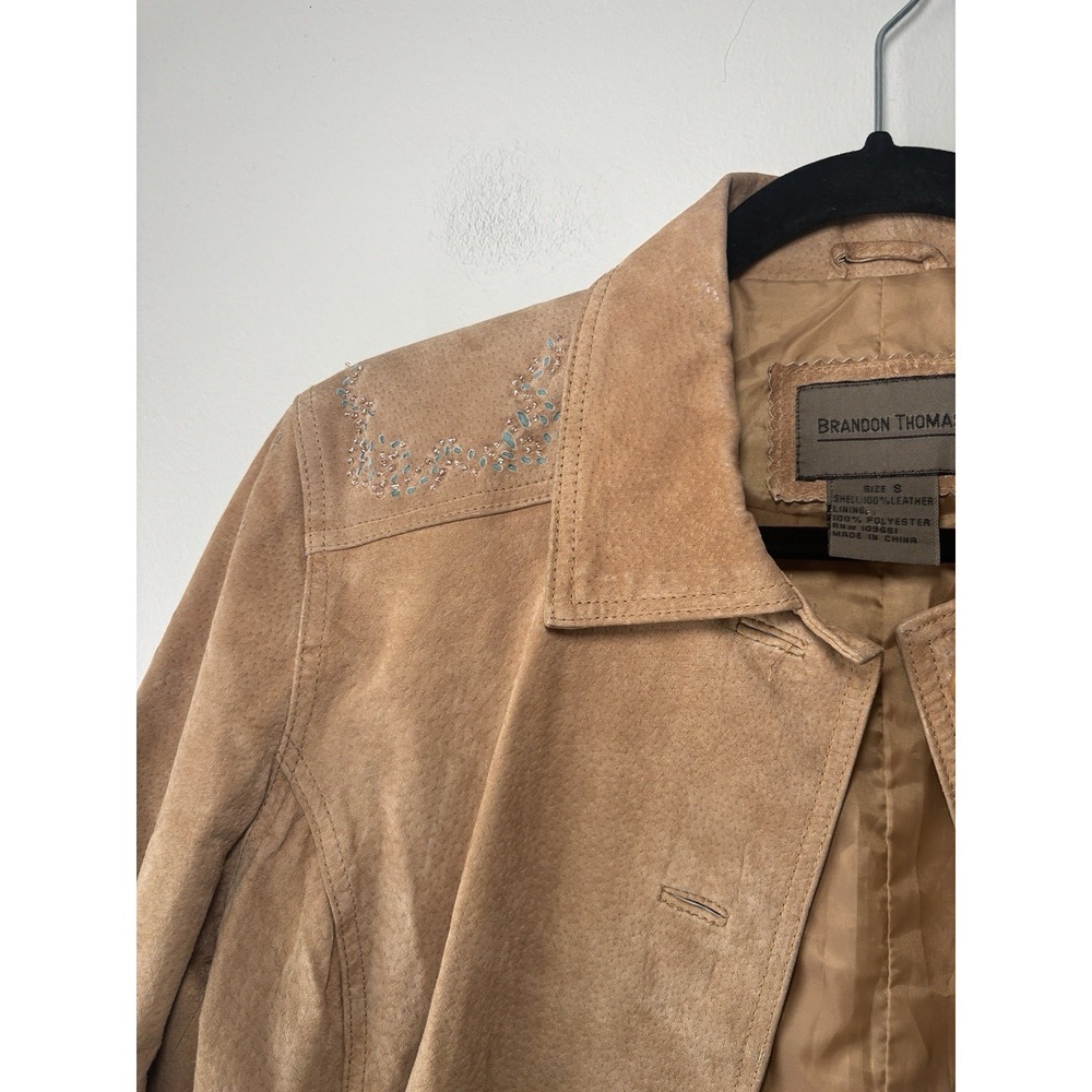 Brandon Thomas Women's Western Leather Jacket Turquoise Beaded Button Up Sz Smal - Picture 8 of 12